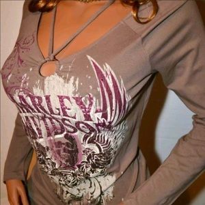 🏍 Harley Davidson HD V-neck Halter Tie Top 🏍
